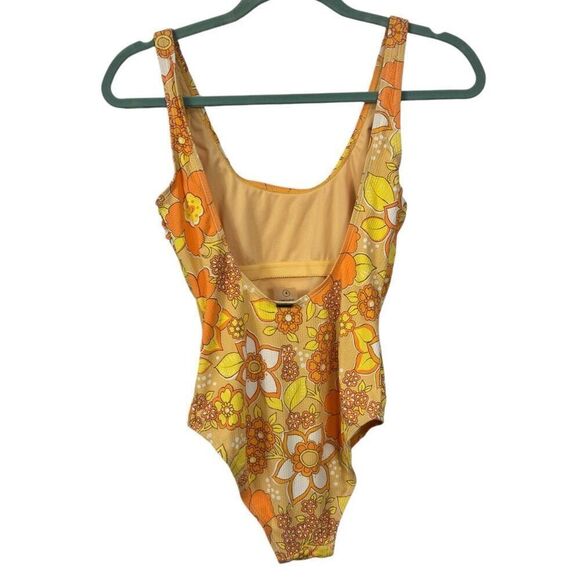 Ghanda & Ninty- Nine Set of Two Swim Suits 70s floral & Neon Size Medium NWT - Picture 3 of 10
